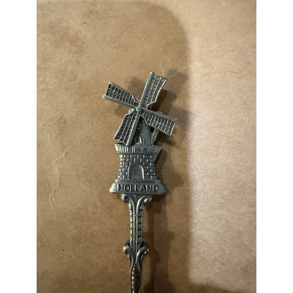Souvenir Dutch Moving Windmill Spoon Stamped 90 on Back